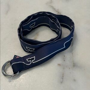 Vineyard Vines Size Medium Navy Blue whale Logo-Print Men’s fabric Belt